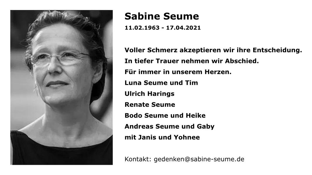 Bild zum Gedenken an Sabine Seume